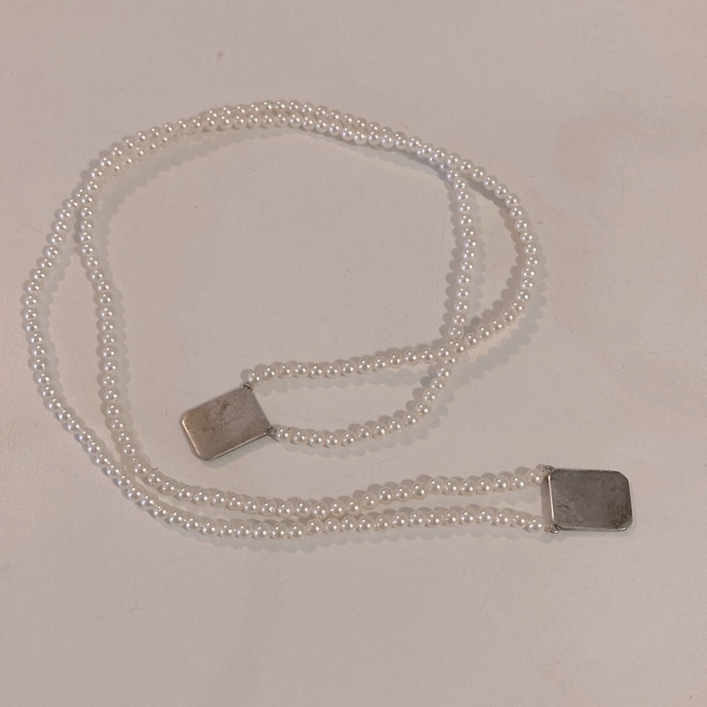 Sterling silver long pearl necklace